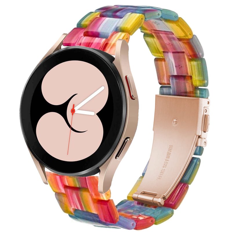 DEALELE Bands Compatible with Samsung Galaxy Watch 7 / FE / 6/6 Classic / 5/5 Pro / 4/4 Classic / 3 41mm / Huawei GT3 42mm, 20mm Colorful Resin Replacement Strap for Women Men (Rainbow) - Image 1